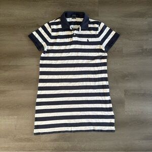 The Mesh Mini Polo Ralph Lauren Shirtdress Blue/White Stripe Size XL